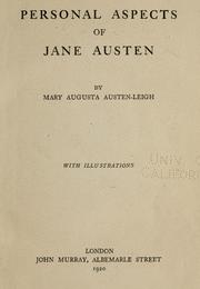 Cover of: Personal aspects of Jane Austen by Mary Augusta Austen-Leigh