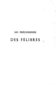 Cover of: Les précurseurs des félibres, 1800-1855 by Frédéric Donnadieu