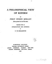 Cover of: A philosophical view of reform. by Percy Bysshe Shelley