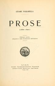 Cover of: Prose (1880-1890)