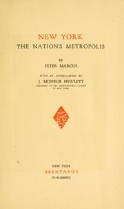 Cover of: New York, the nation's metropolis