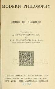 Cover of: Modern philosophy by Guido De Ruggiero