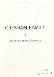 Cover of: Gresham family by Augusta Gresham Bagwell