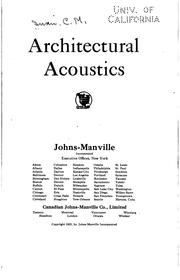 Cover of: Architectural acoustics. by Clifford Melville Swan