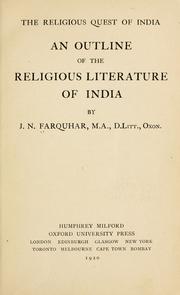 Cover of: An outline of the religious literature of India