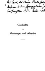 Cover of: Geschichte von Montenegro und Albanien