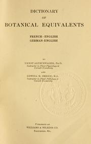 Cover of: Dictionary of botanical equivalents, French-English, German-English