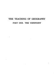 Cover of: The teaching of geography: emphasizing the project, or active, method