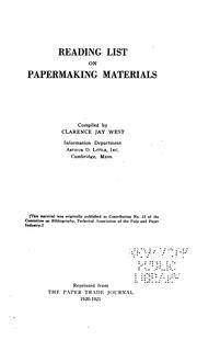 Cover of: Reading list on papermaking materials