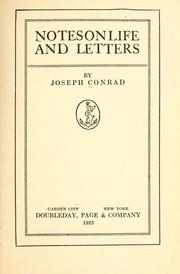 Cover of: Notes on life and letters by Joseph Conrad