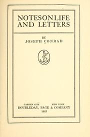 Cover of: Notes on life and letters by Joseph Conrad, Joseph Conrad