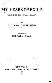 Cover of: My years of exile by Eduard Bernstein