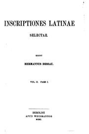 Cover of: Inscriptiones latinae selectae. by Hermann Dessau