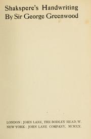 Cover of: Shakspere's handwriting
