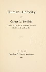 Cover of: Human heredity by Casper Lavater Redfield