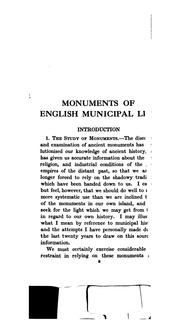 Cover of: Monuments of English municipal life