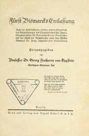 Cover of: Fürst Bismarcks entlassung by Eppstein, Georg Johannes Friedrich Freiherr von