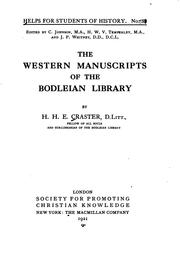 Cover of: The western manuscripts of the Bodleian library by Craster, Herbert Henry Edmund Sir