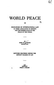 Cover of: World peace | Fred H. Aldrich
