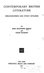Cover of: Contemporary British literature: bibliographies and study outlines