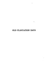 Cover of: Old plantation days