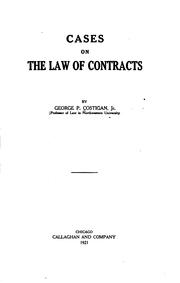 Cases on the law of contracts by George P. Costigan