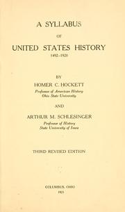 Cover of: A syllabus of United States history, 1492-1920