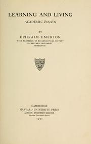 Cover of: Learning and living by Emerton, Ephraim