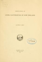 Cover of: Observations on living gasteropods of New England