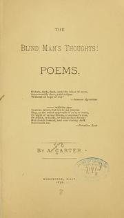 Cover of: The blind man's thoughts: poems