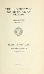 Cover of: Plays for amateurs