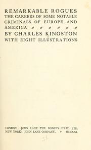 Cover of: Remarkable rogues by Charles Kingston