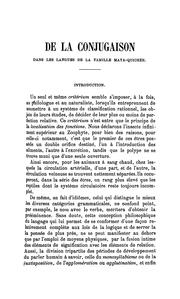 Cover of: De la conjugaison dans les langues de la famille mayaquichée