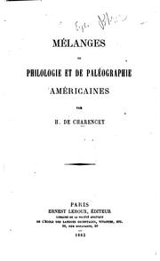Cover of: Mélanges de philologie et de paléographie américaines