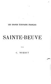 Cover of: Sainte-Beuve by G. Michaut