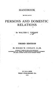 Cover of: Handbook on the law of persons and domestic relations by Walter C. Tiffany, Walter C. Tiffany