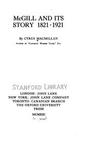 Cover of: McGill and its story, 1821-1921.