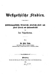 Cover of: Westgothische Studien. by Felix Dahn