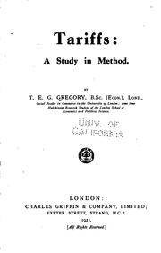 Cover of: Tariffs: a study in method. by T. E. Gregory