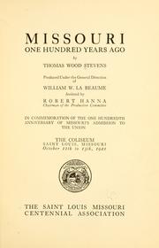Cover of: Missouri one hundred years ago