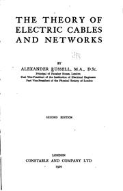 Cover of: The theory of electric cables and networks