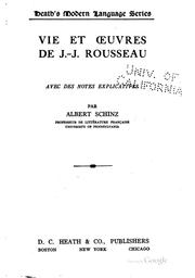 Cover of: Vie et œuvres de J.J. Rousseau