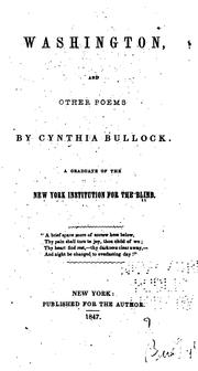 Cover of: Washington, and other poems by Cynthia Bullock