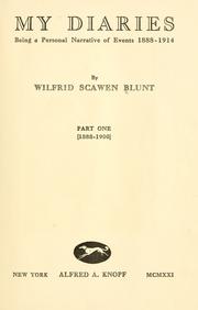 Cover of: My diaries by Wilfrid Scawen Blunt