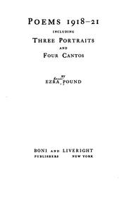 Cover of: Poems 1918-21: including three portraits and four cantos