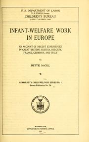 Cover of: Infant-welfare work in Europe. by United States. Children's Bureau.