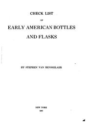 Cover of: Check list of early American bottles and flasks