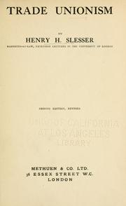 Cover of: Trade unionism | Slesser, Henry Herman Sir