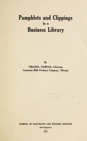 Cover of: Pamphlets and clippings in a business library by Virginia Fairfax