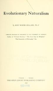 Cover of: Evolutionary naturalism. by Roy Wood Sellars, Roy Wood Sellars